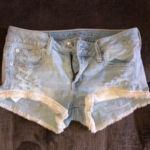 Shorts with fringe bottoms